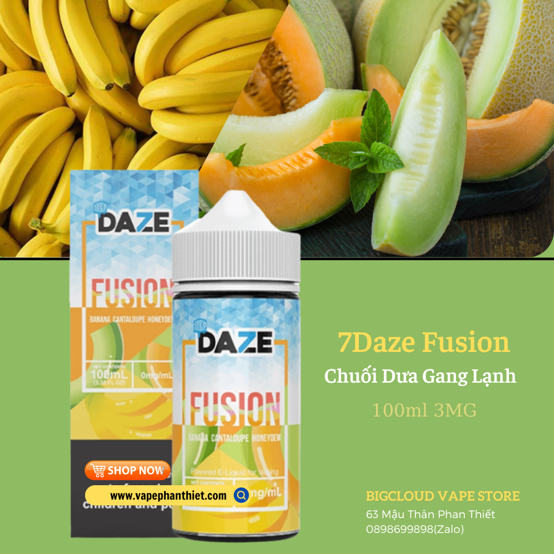 Daze Fusion 100ml 3MG Chuối Dưa Gang Lạnh