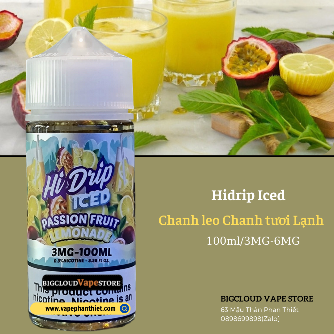 Hidrip 100ml 3MG-6MG Chanh Leo mix Chanh tươi Lạnh