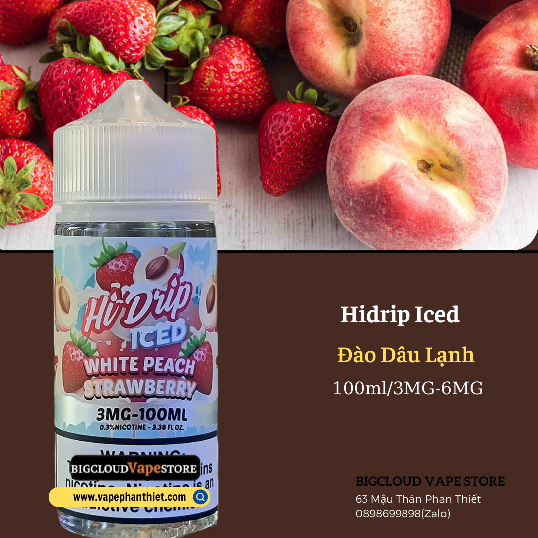 Hidrip 100ml 3MG-6MG Đào Dâu Lạnh