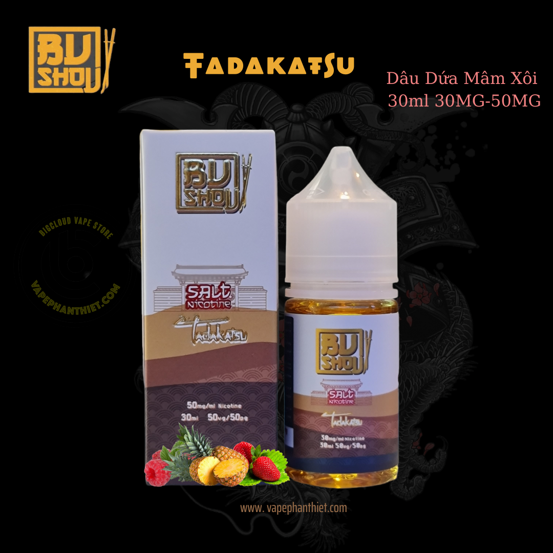 Bushou Salt 30ml 30MG-50MG Dâu Dứa Mâm Xôi 