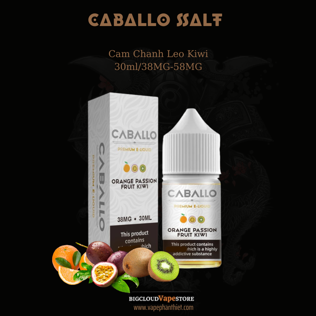 CABALLO SALT 30ml 38MG-58MG Cam Chanh Leo Kiwi 