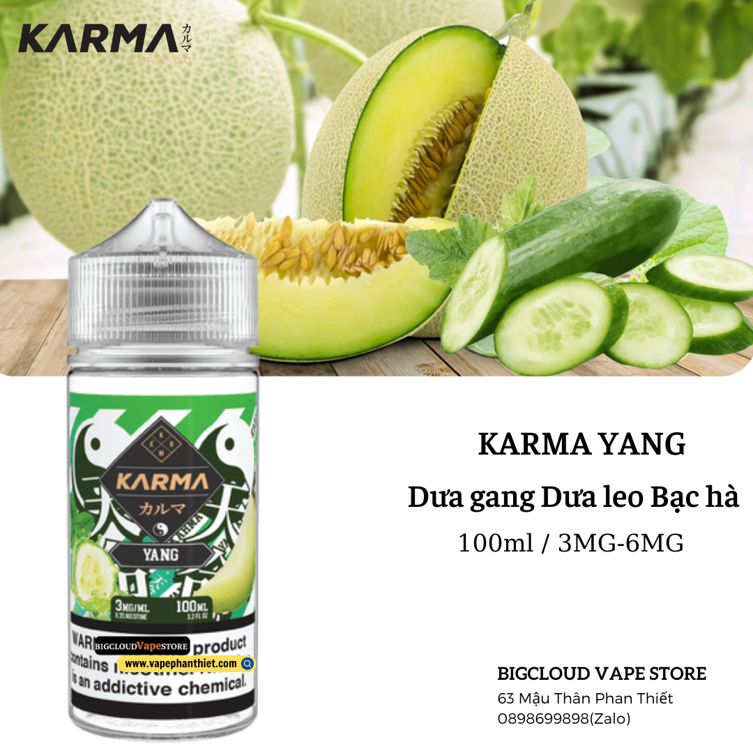 Karma Yang 100ml 3MG - 6MG Dưa Gang Dưa Leo Bạc Hà 