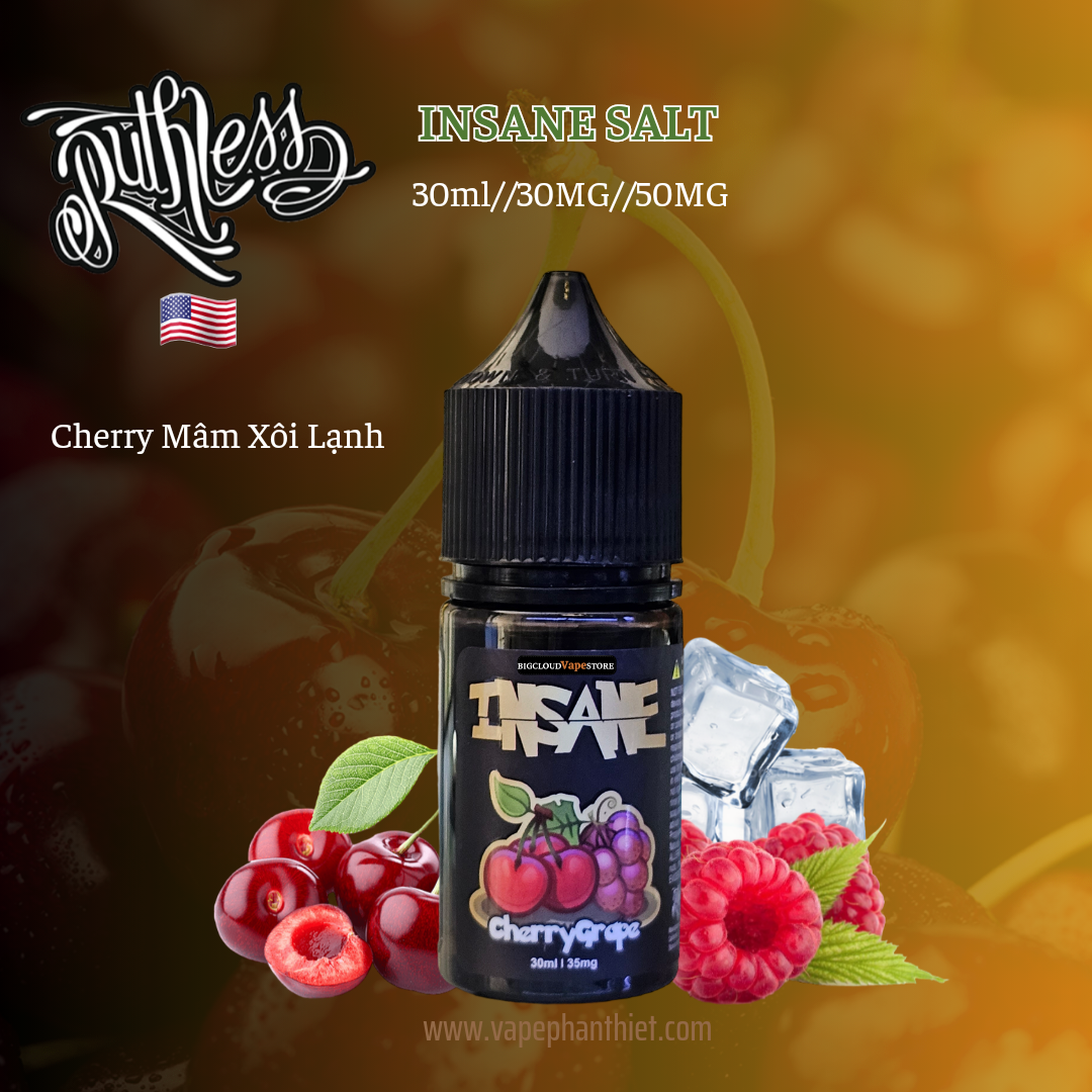 Ruthless Insane Salt Cherry Mâm Xôi  30ml 30MG-50MG 