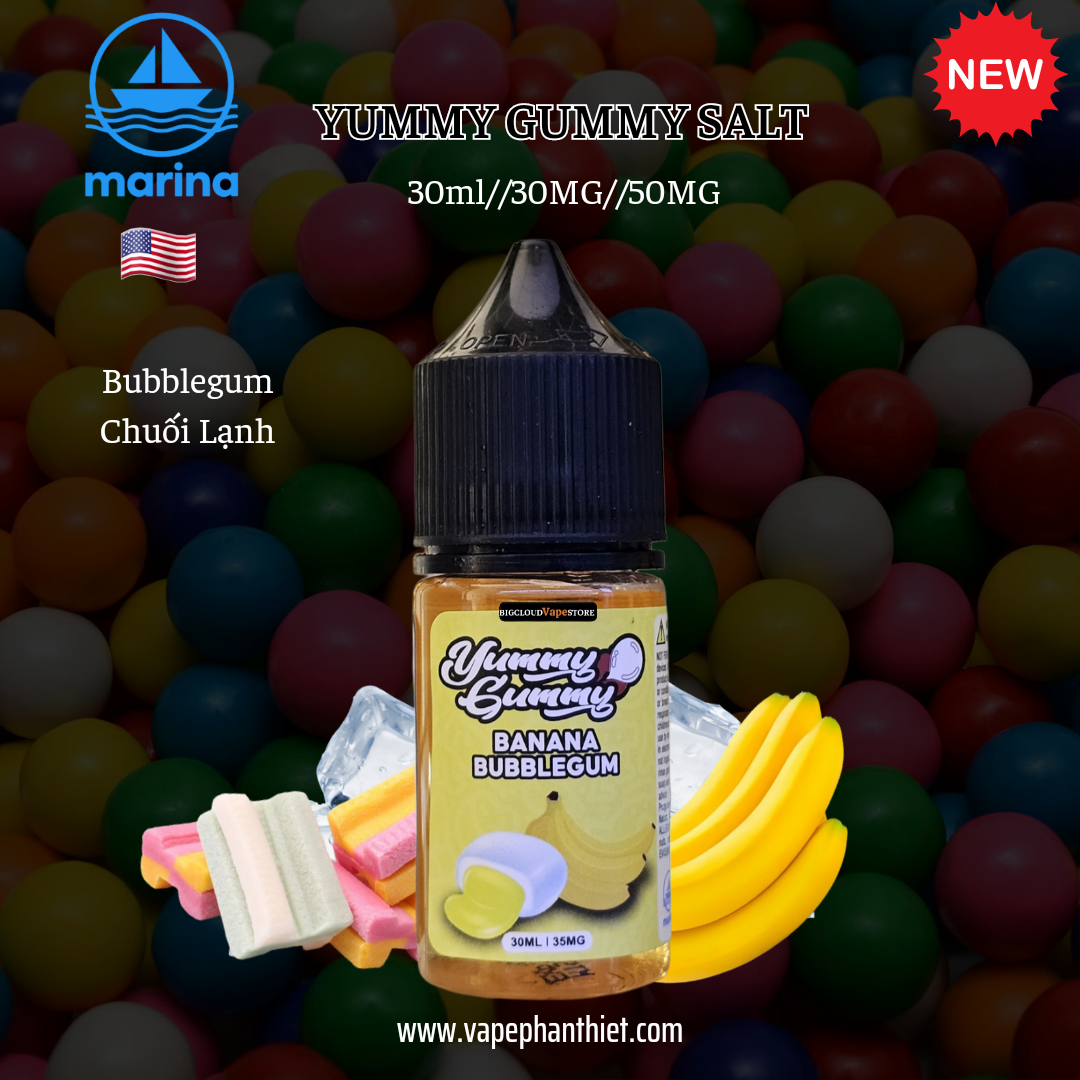 Yummy Gummy Salt Bubblegum Chuối 30ml 30MG-50MG