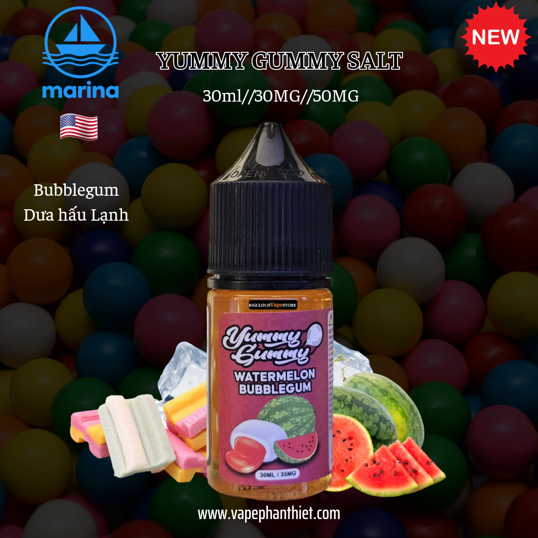 Yummy Gummy Salt Bubblegum Dưa Hấu 30ml 30MG-50MG