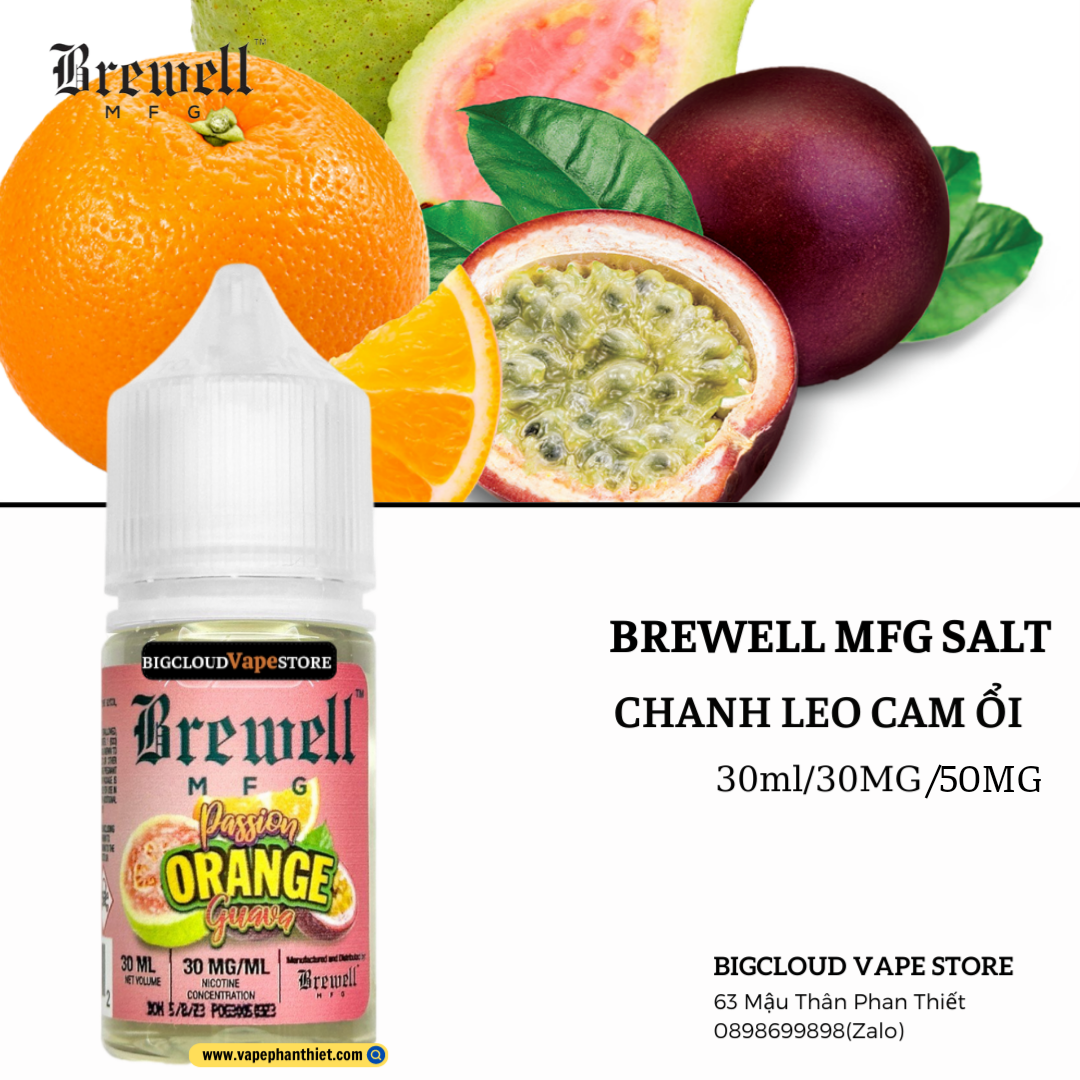 Brewell MFG Salt 30ml 30MG-50MG Chanh Leo Cam Ổi