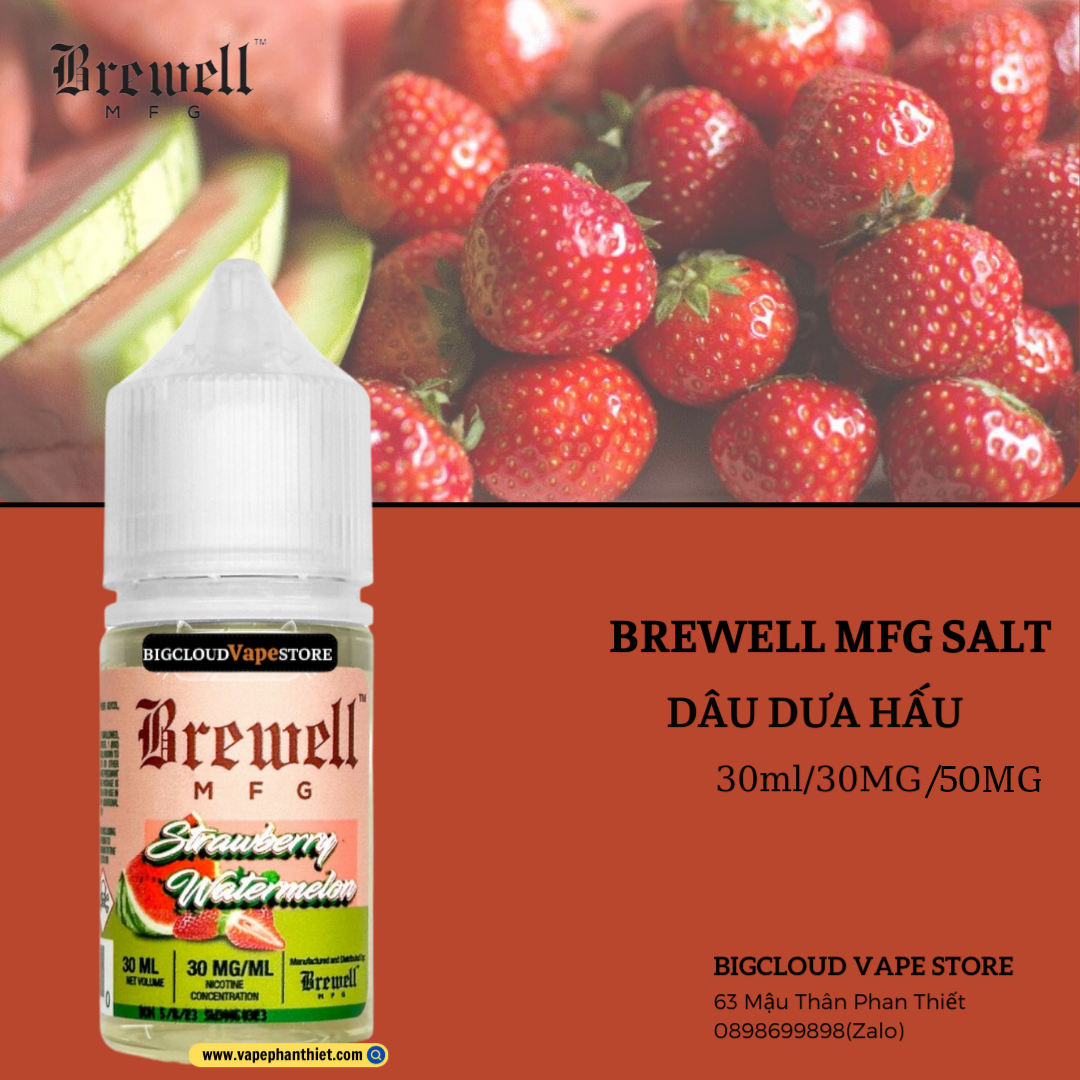 Brewell MFG Salt 30ml 30MG-50MG Dâu Dưa Hấu Lạnh