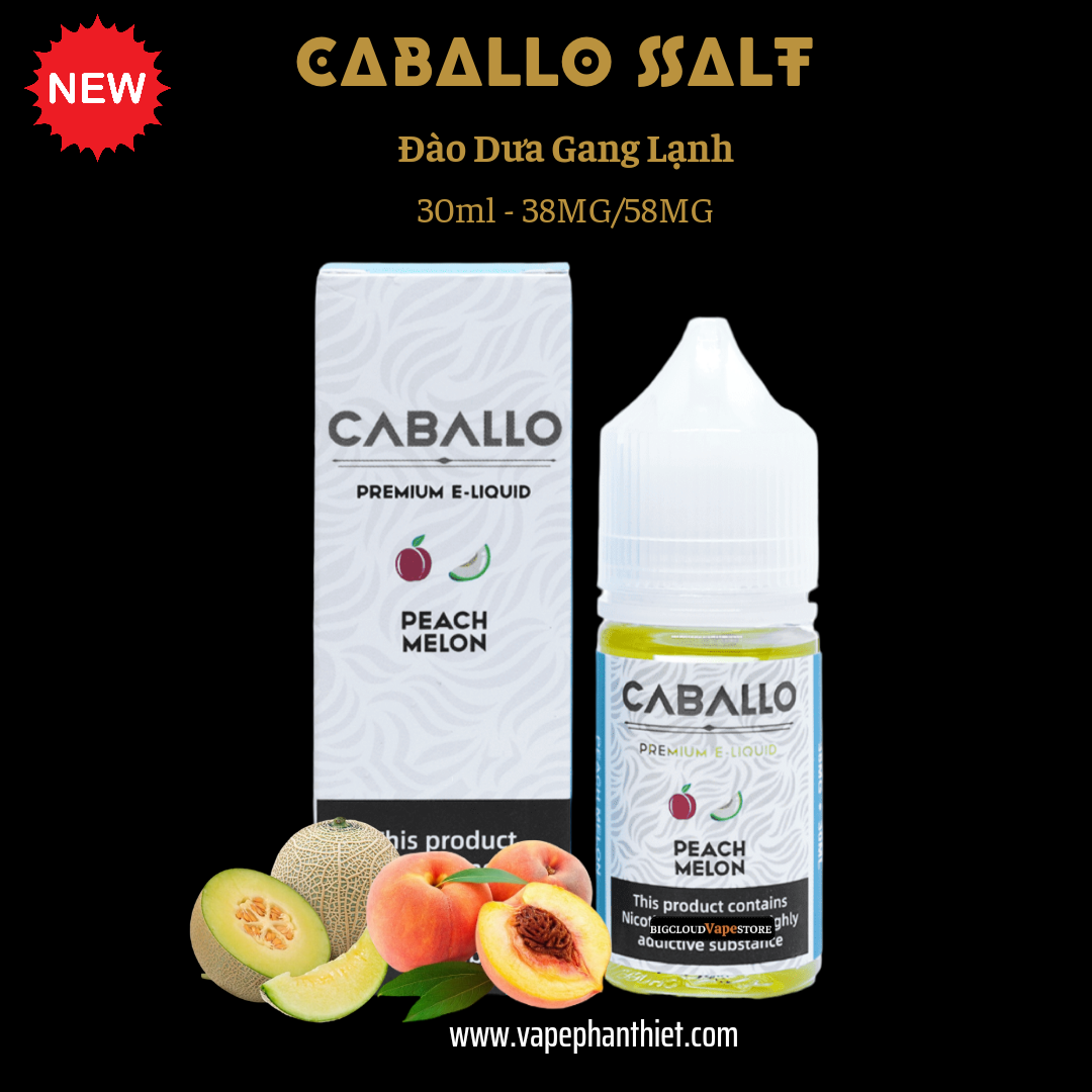 CABALLO SALT 30ml 38MG-58MG Đào Dưa Gang Lạnh