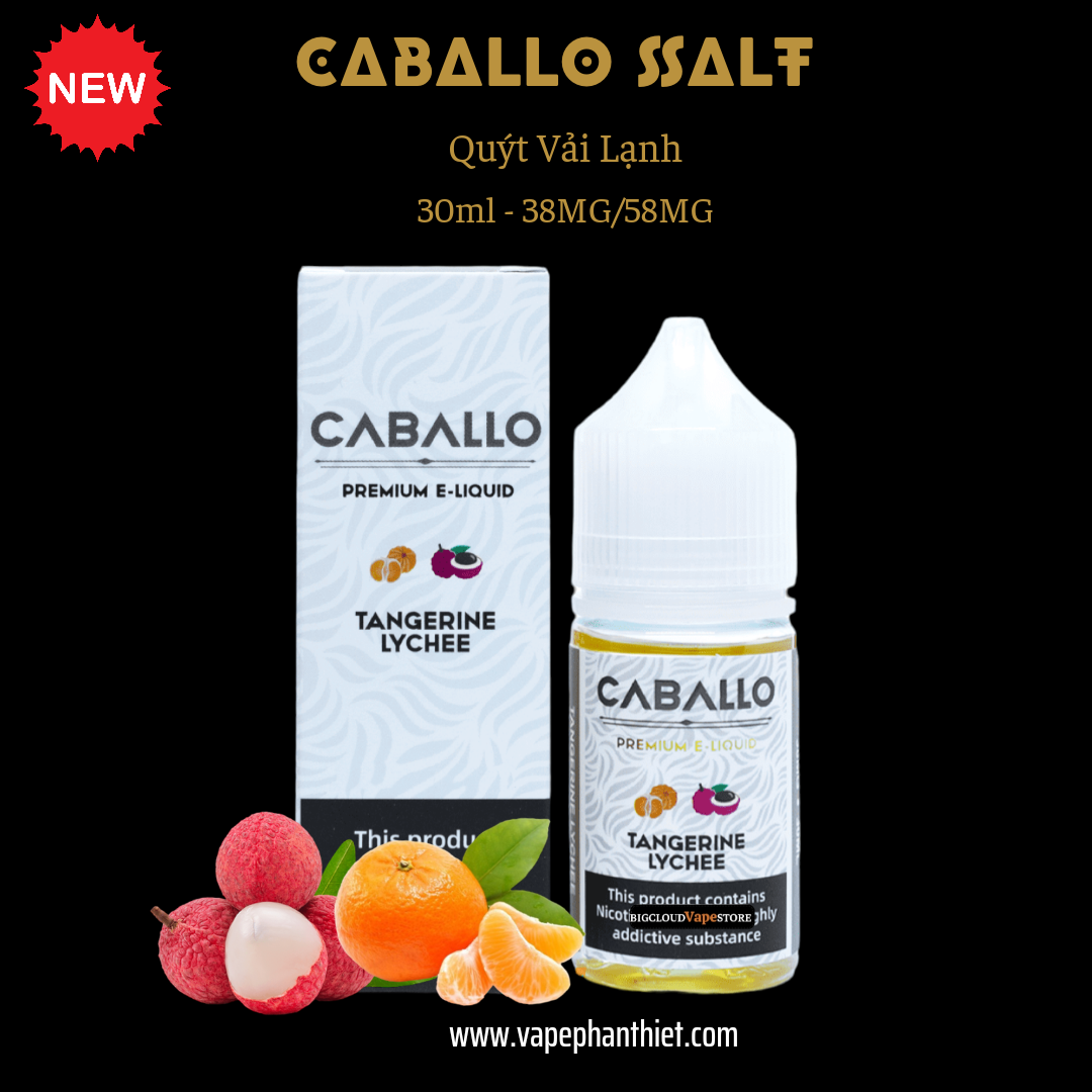 CABALLO SALT 30ml 38MG-58MG Vải Quýt Lạnh